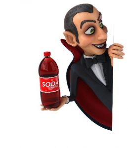 vampire holding soda