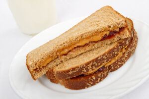 Peanut Butter and Jelly Sandwich on Whole Wheat